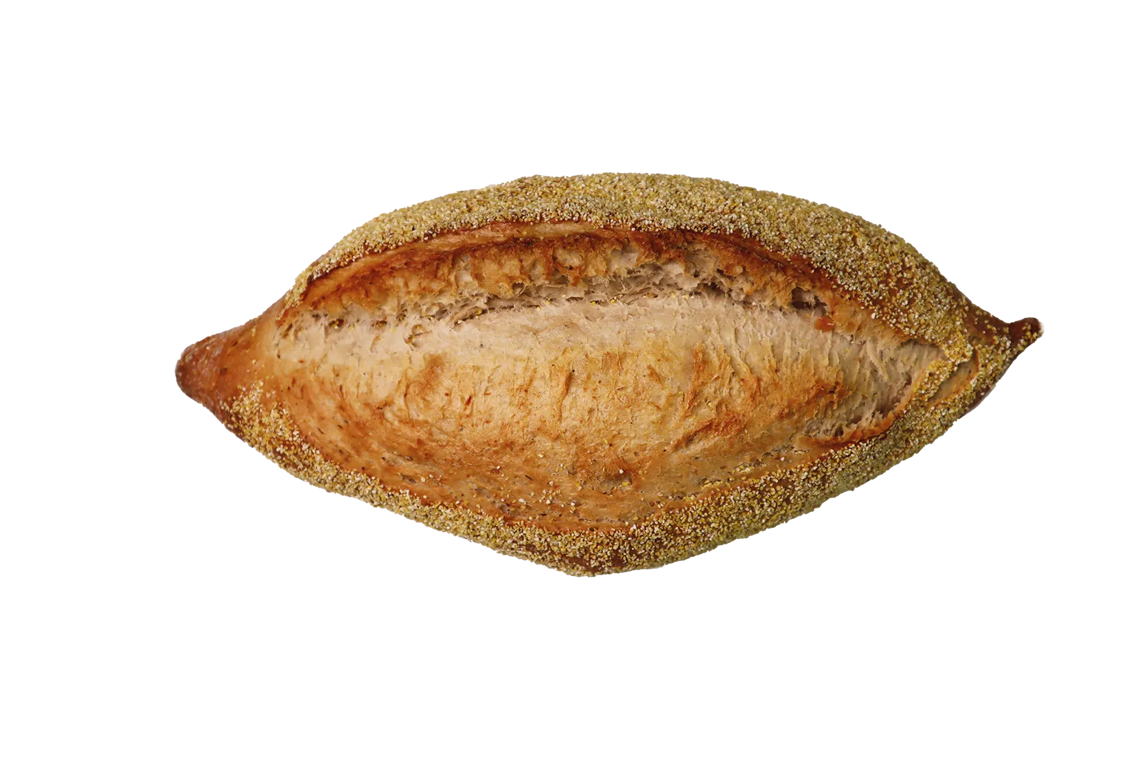 Eine runde Knoblauchbrot mit deutlich sichtbaren Kräutern und Knoblauch