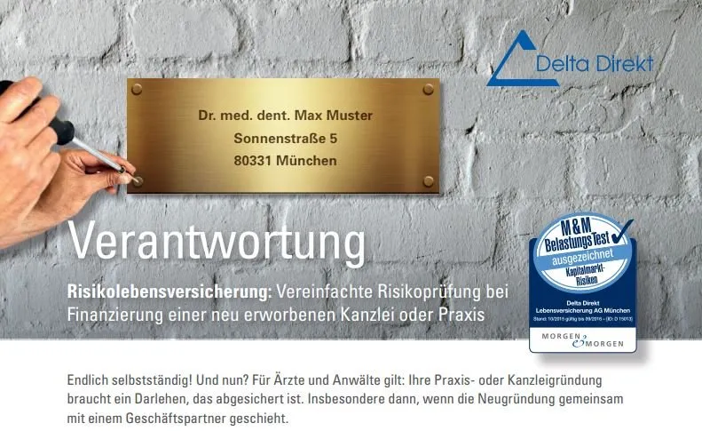 Einfacher Zugang zur Risikolebensversicherung bei Praxis- oder Kanzleigründung