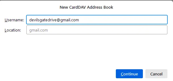 Eingabefeld für den Google-Benutzernamen