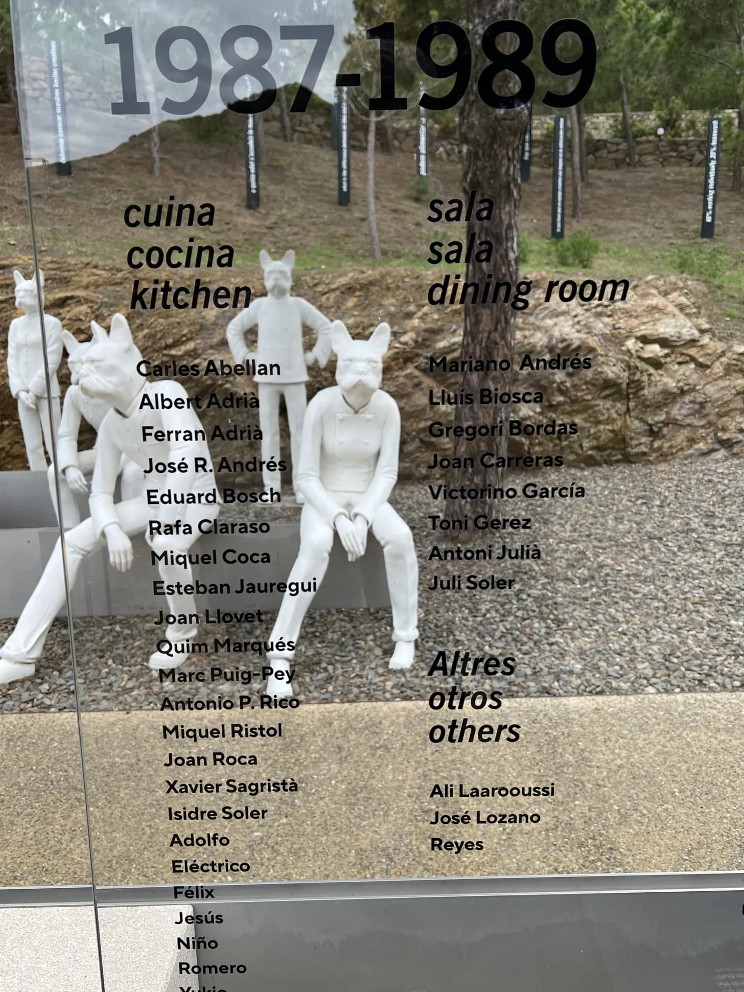 Eingangsbereich von elBulli1846, wo die Namen der Bullinianos aufgeführt sind