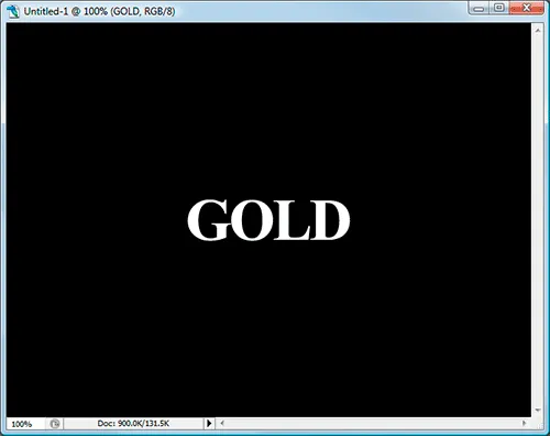 Eingeben des Textes "GOLD" in weißer Farbe