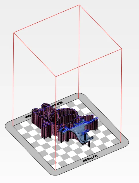 Einrichtung des Druckbetts für den Mehrfachteil-Druck mit Echtzeit-Schätzungen.