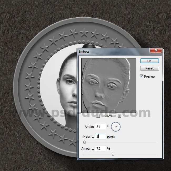 Emboss-Filter in Photoshop anwenden
