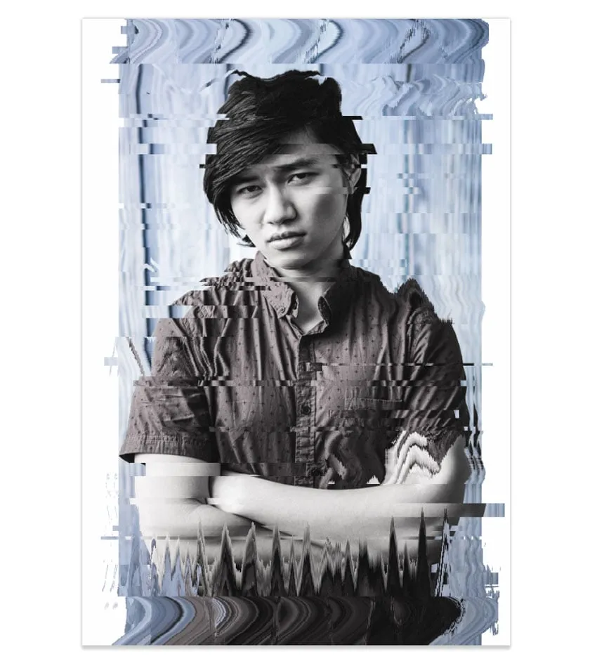 Endgültiger wellenförmiger Glitch-Effekt mit linearen Störungen