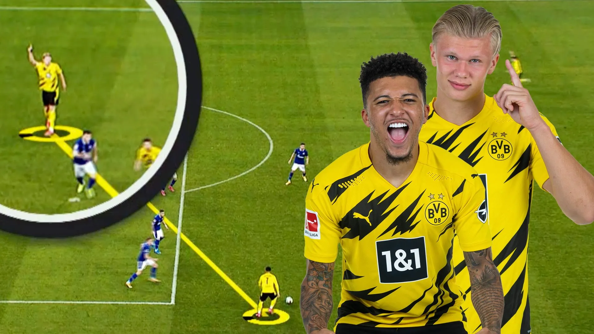 Erling Haaland und Jadon Sancho feiern ein Tor für Borussia Dortmund