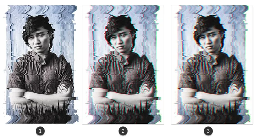 Erstellen des 3D-Effekts durch Verschieben der einzelnen Farbkanal-Ebenen