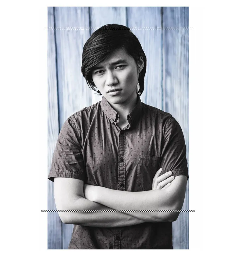 Erstellen von zwei schmalen Auswahlrechtecken auf dem Foto