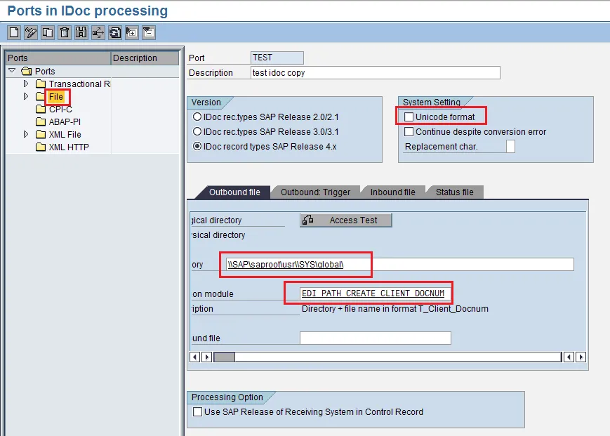 Erstellung eines Ports in WE21