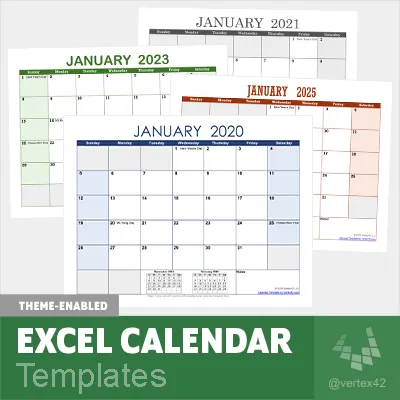 Excel Kalender Vorlagen - Thematisch Anpassbar