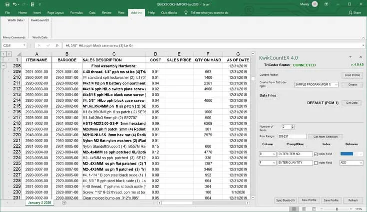 Excel Screen 1