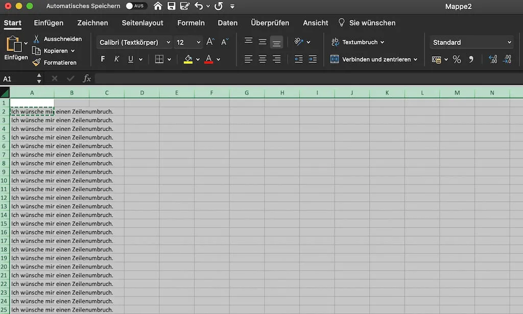 Excel Zeilenumbruch Anleitung