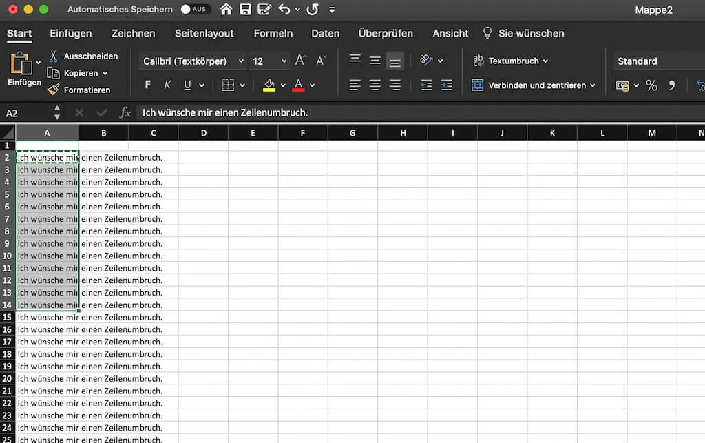 Excel Zeilenumbruch erstellen Tutorial