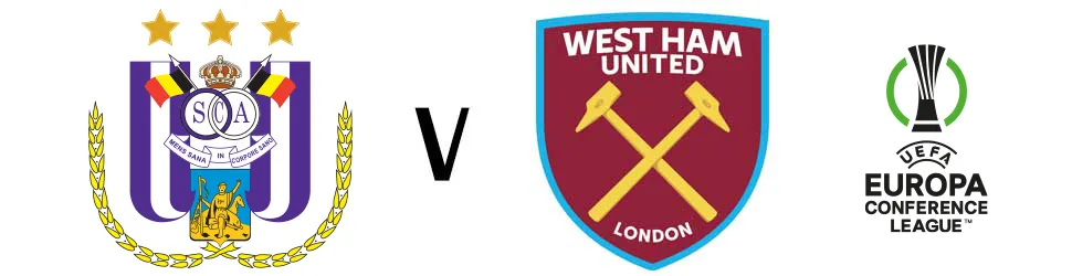 Fan-Banner im Stadion vor dem UEFA Europa Conference League Spiel zwischen Anderlecht und West Ham United