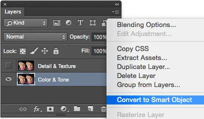 Farbe & Ton Ebene als Smart Object