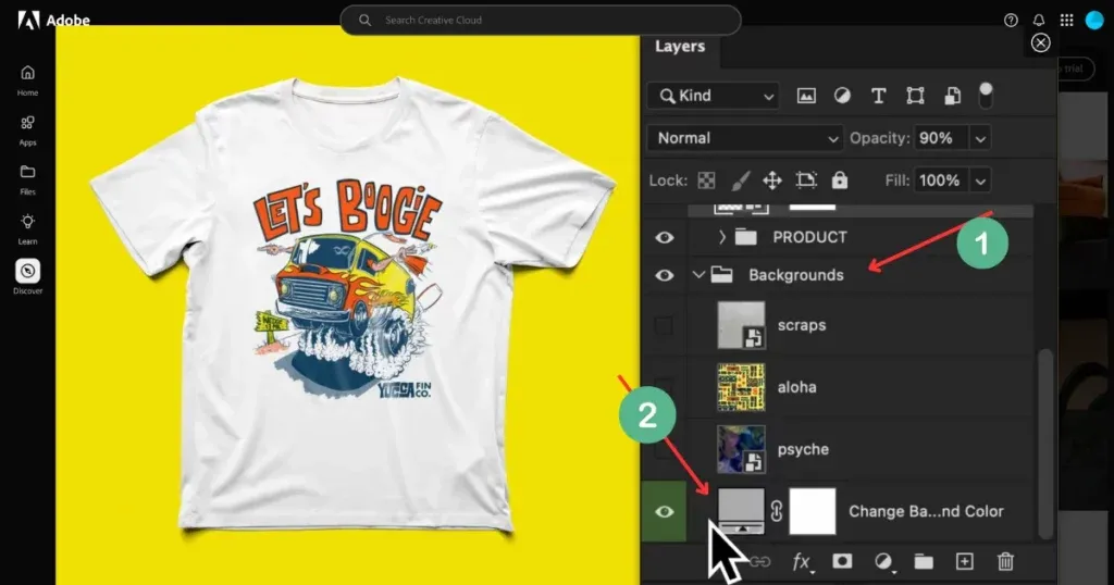 Farbfeld im Hintergründe-Layer-Ordner doppelklicken