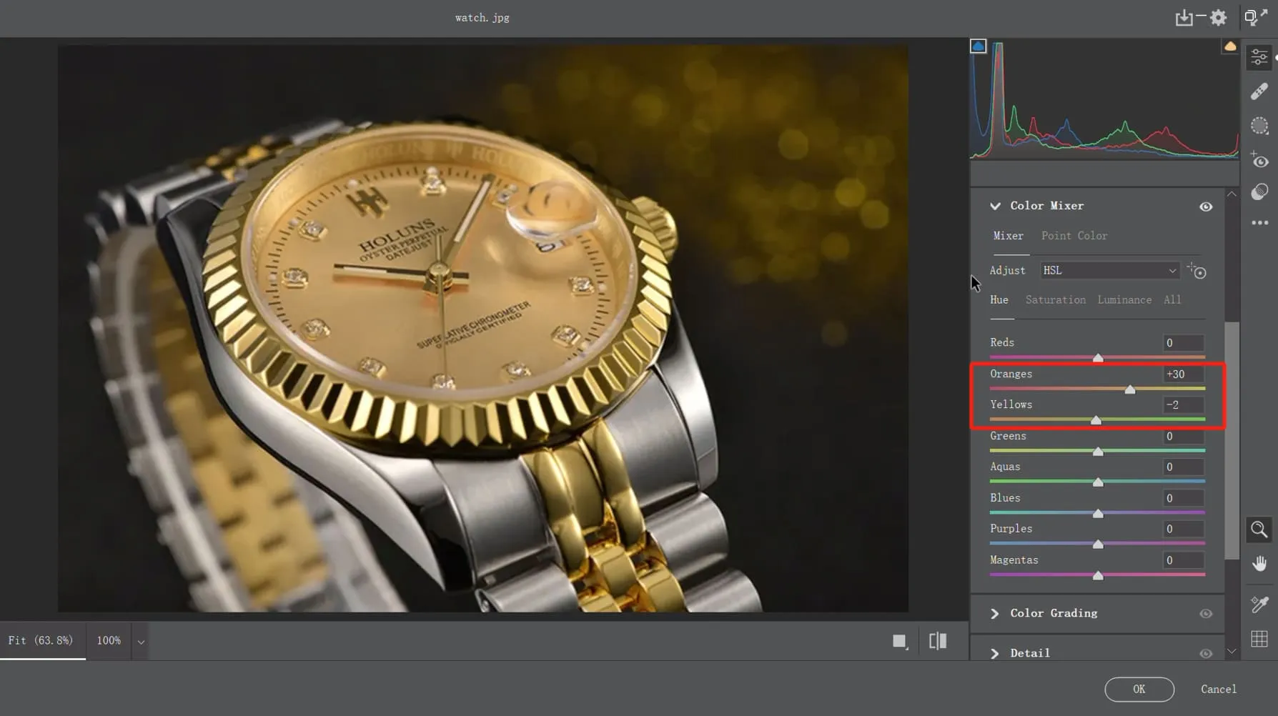 Farbton im Farb-Mischer