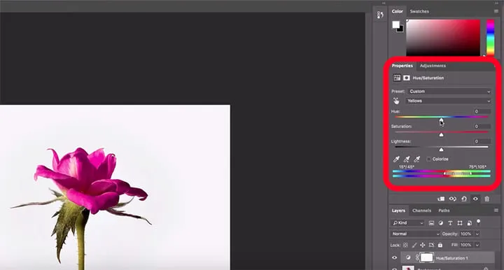 Farbton und Sättigung in Photoshop