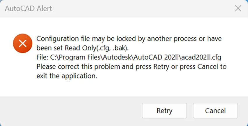 Fehlermeldung beim Starten eines AutoCAD-Produkts