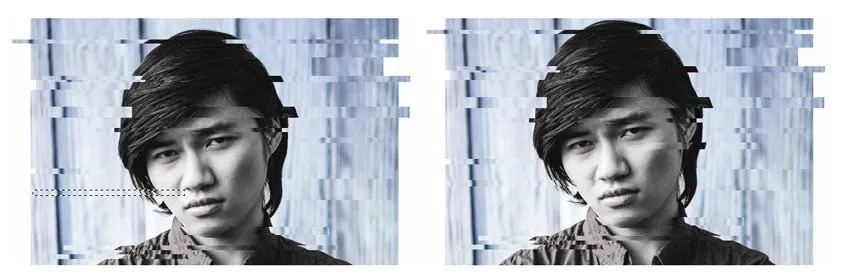 Feinabstimmung der Glitches um das Gesicht herum