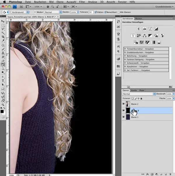 Finale Kontrolle auf schwarzem Hintergrund