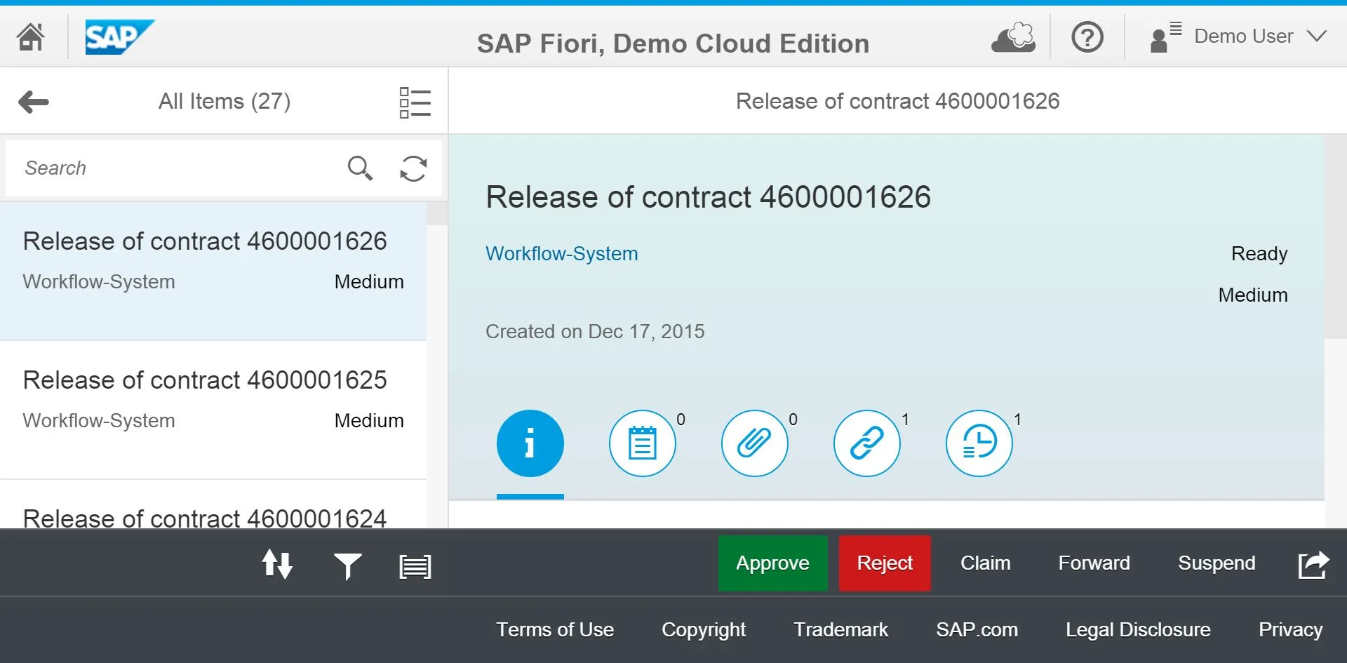 Fiori My Inbox bei 200% Zoom, zeigt dieselbe Anwendung wie zuvor, aber alle Elemente sind stark vergrößert, was zu Scrollbalken führt.