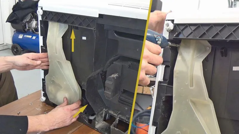 Flusensumpf einfädeln und verschrauben