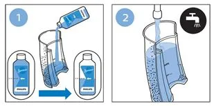 Flüssigentkalker in den Wassertank der SENSEO Viva Café füllen