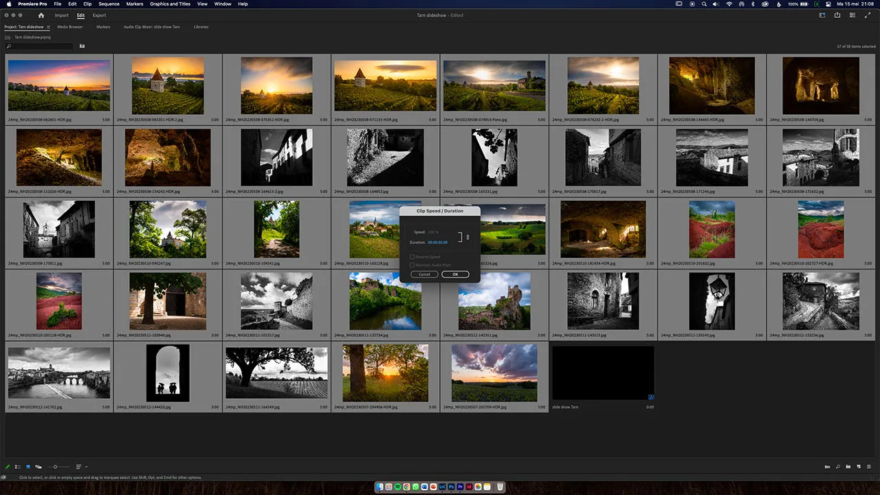 Fotos neu anordnen und die Anzeigedauer festlegen. Fünf Sekunden pro Bild sind empfehlenswert.