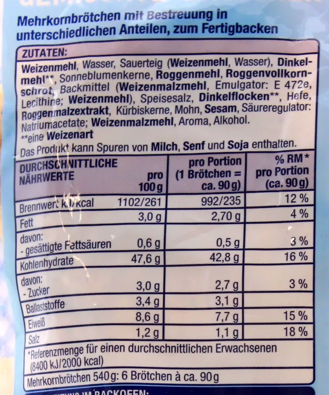 Frisch gebackene, knusprige Brötchen mit verschiedenen Saaten