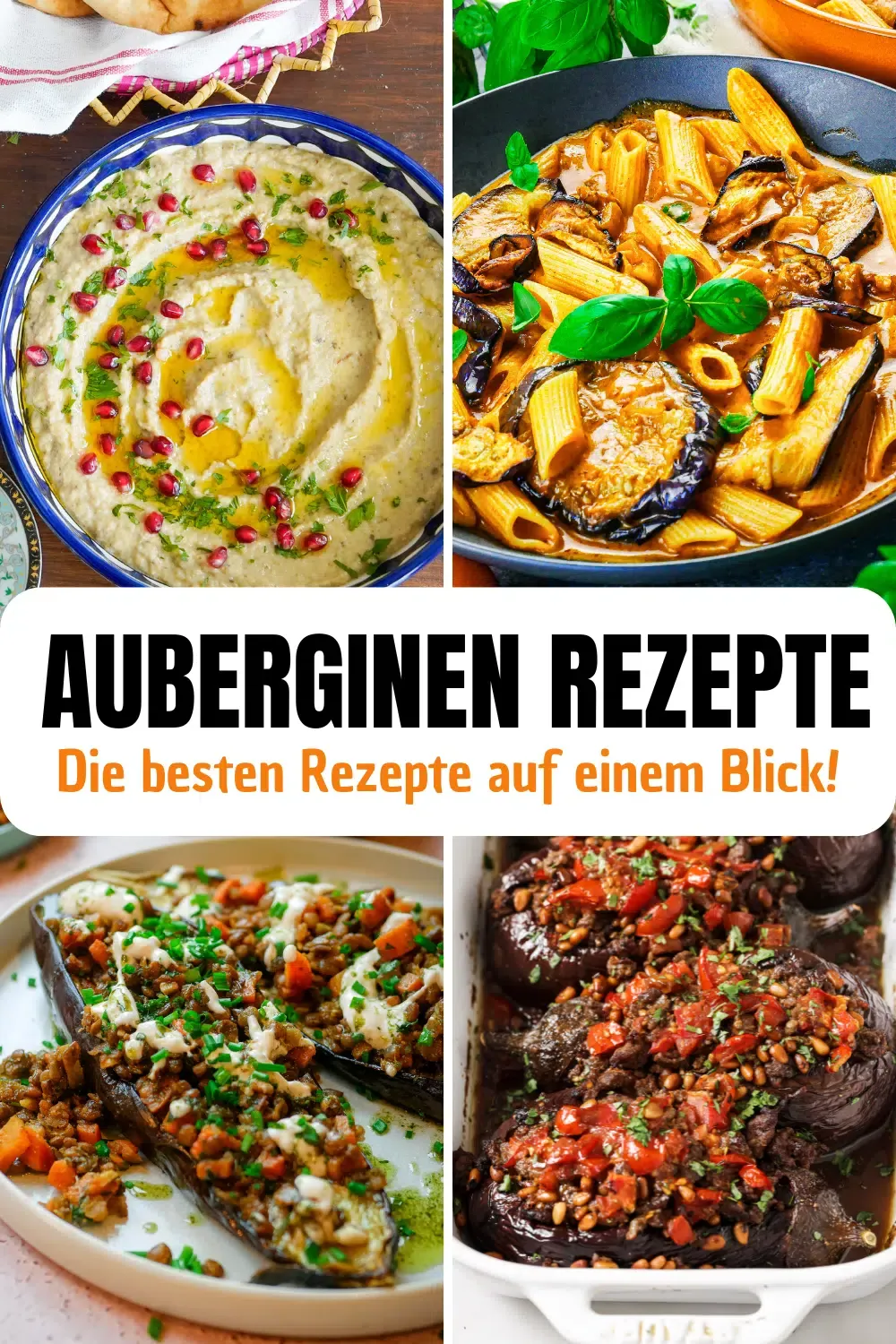 Frische Auberginen in verschiedenen Rezepten