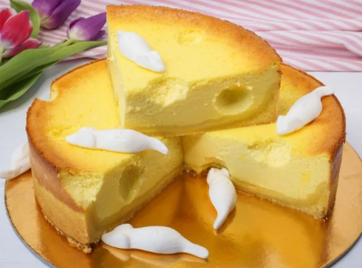 Fröhlicher Käsekuchen für Kindergeburtstage mit bunter Dekoration