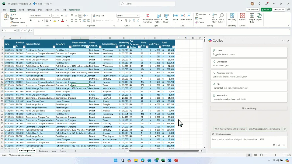 GIF der Copilot-Nutzung in Excel