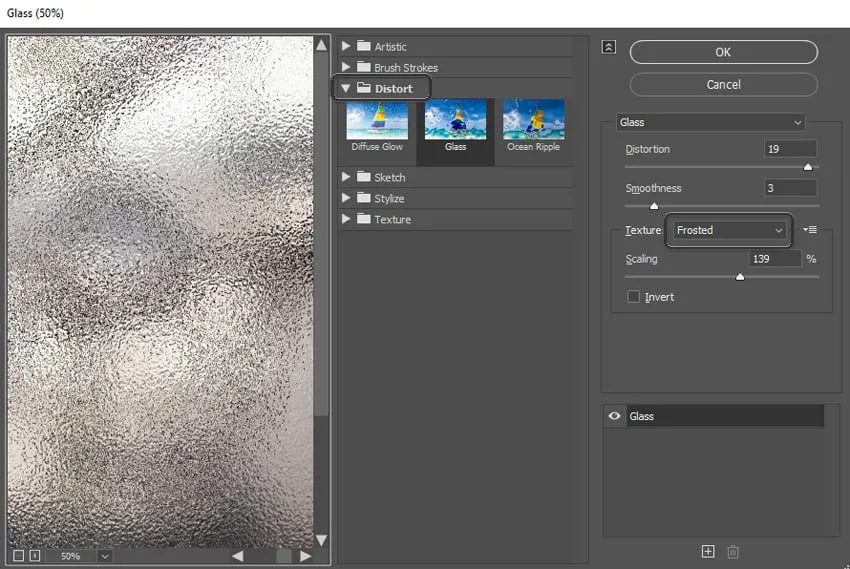 Glasfilter hinzufügen
