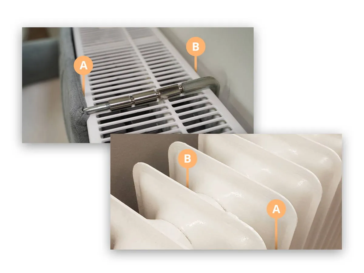 Grafik zur richtigen Vermessung des Heizkörpers für die Heizungsliege