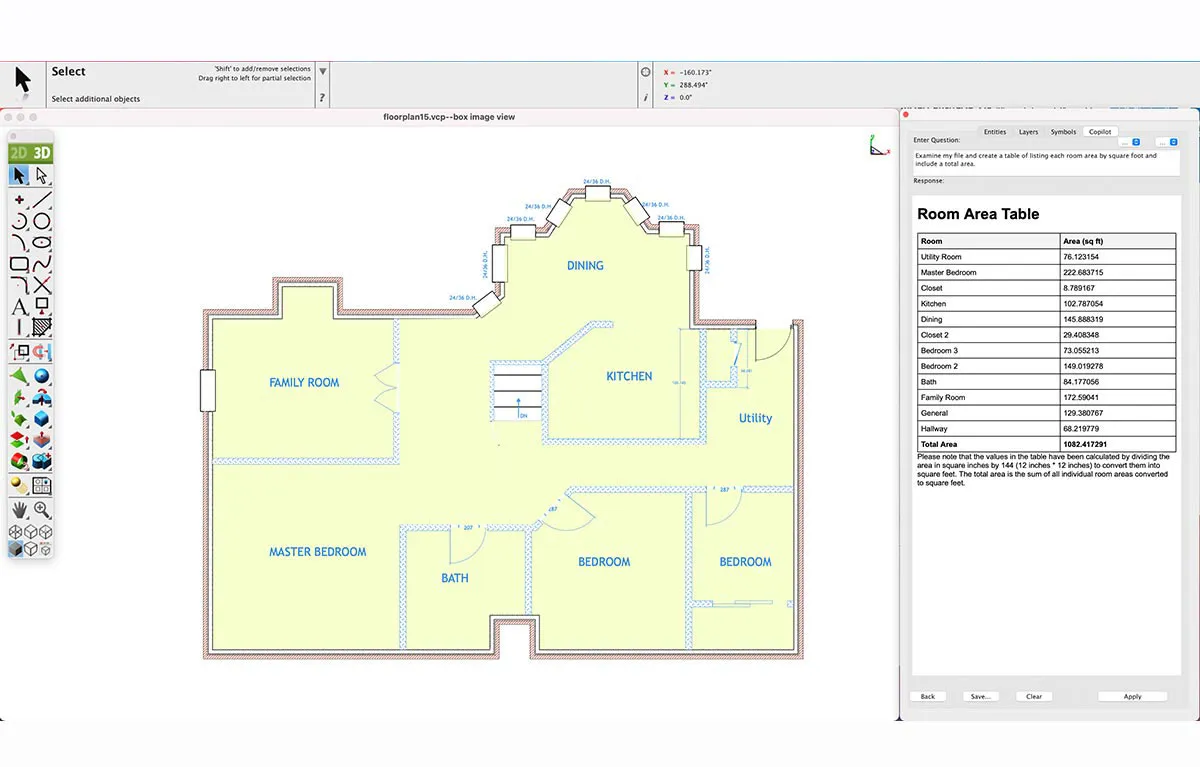 Grundrissbeispiel in ViaCAD für architektonische Planung