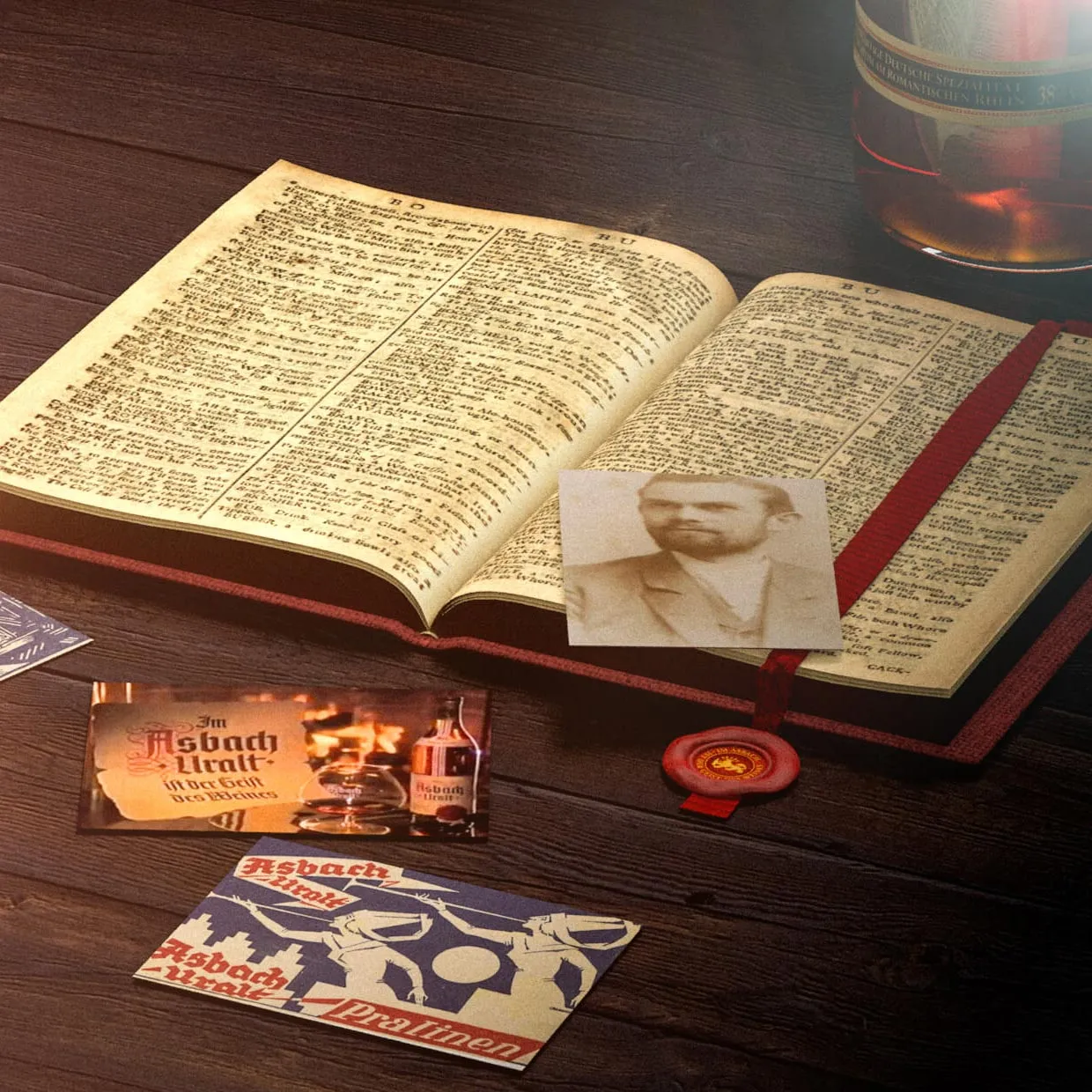 Historisches Schwarz-Weiß-Porträt von Hugo Asbach, dem Gründer