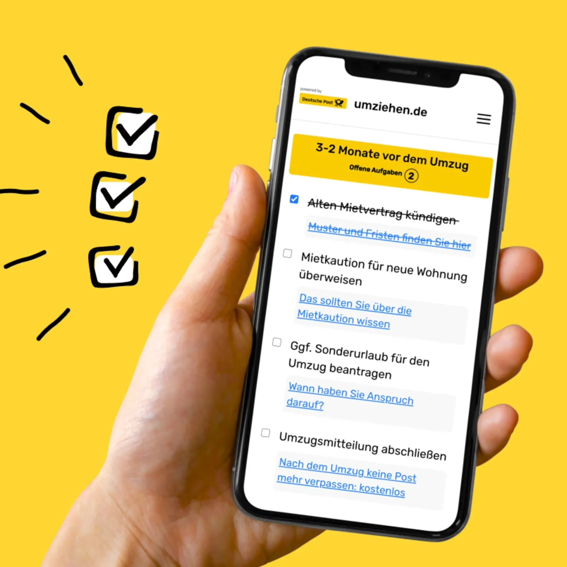 Illustration mit Umzugs-Checklisten zur einfachen Organisation