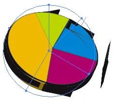 Illustrator-Diagramm mit Kontur nach Anwendung des 3D-Extrusions-Effekts