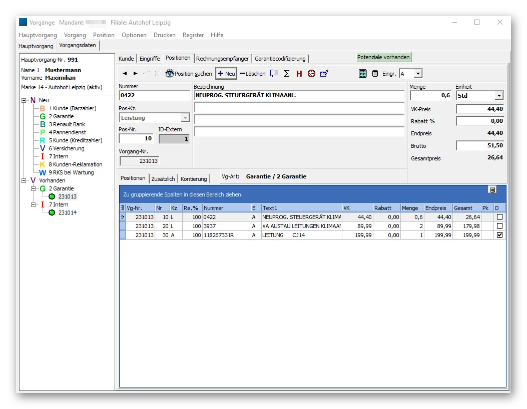 Intuitive Bearbeitung von Werkstattvorgängen mittels Drag-and-drop-Funktion in der Software