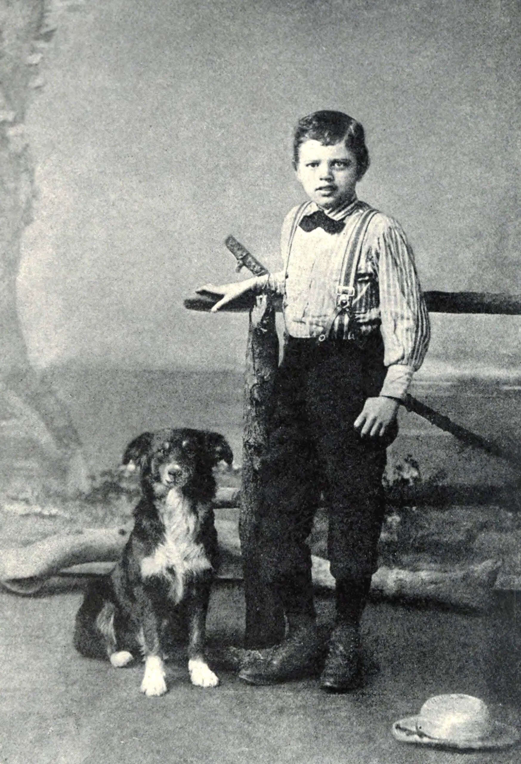 Jack London im Alter von neun Jahren mit einem vierbeinigen Freund, 1885