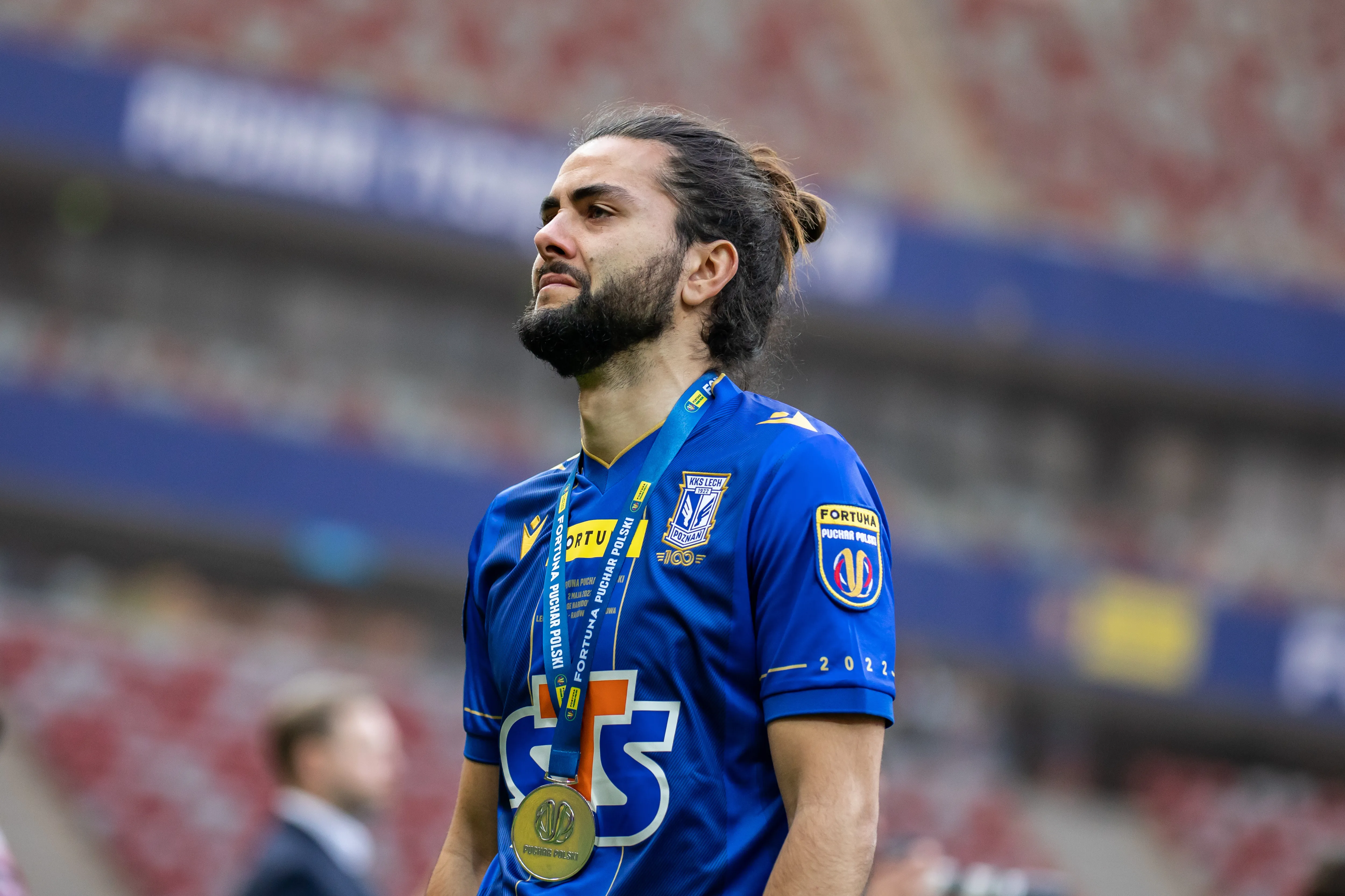 João Amaral von Lech Poznań während der Zeremonie nach dem verlorenen Pokalfinale der letzten Saison