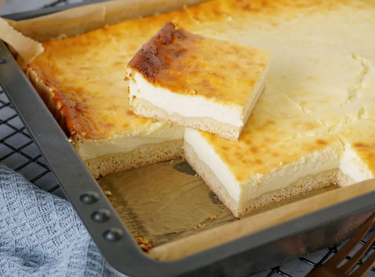 Käsekuchen vom Blech, einfach und schnell zu machen