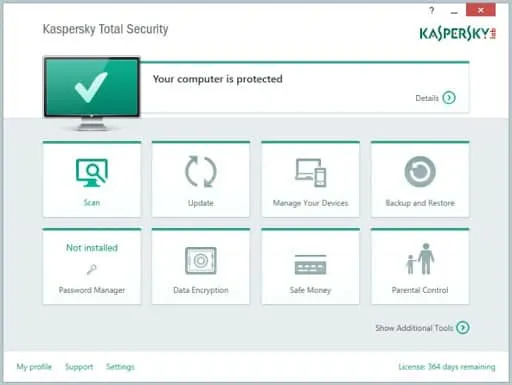 Kaspersky Computer geschützt
