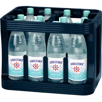Kasten Gerolsteiner Mineralwasser in verschiedenen Sorten