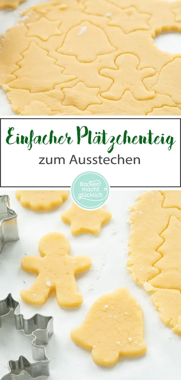 Kindliche Hände beim Ausstechen von Weihnachtsplätzchen