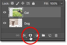 Klicken Sie auf das Symbol 'Ebenenmaske hinzufügen' im Ebenenbedienfeld.