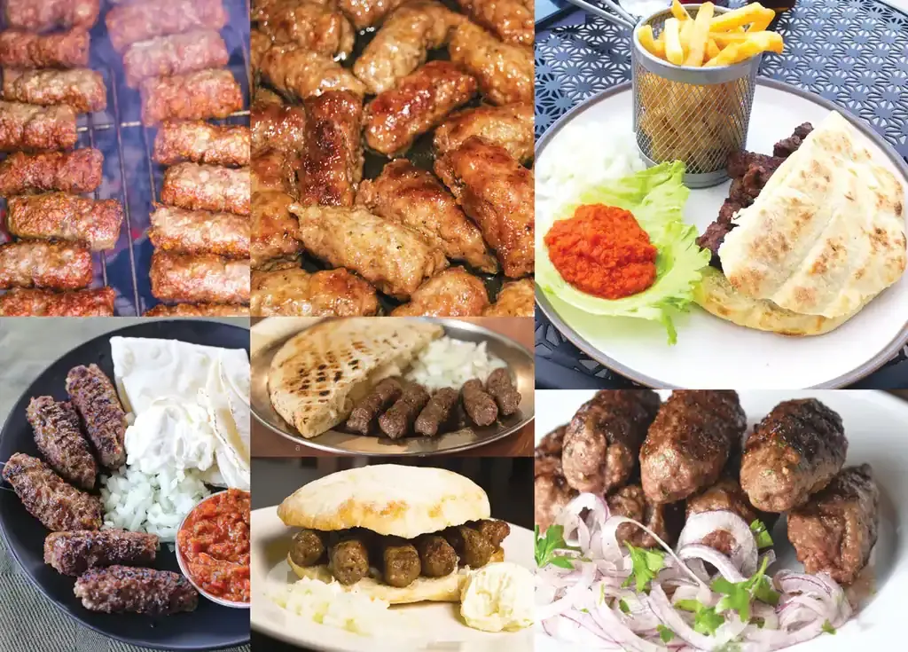 Knusprige albanische Fleischbällchen, Grillspieße und deftige Spezialitäten, typisch für Abenteuer Albanien, präsentiert auf einladenden Platten und traditionellen Gerichten.