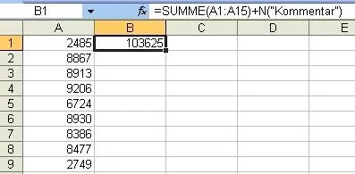Kommentar in einer Excel-Formel mit der N()-Funktion verstecken