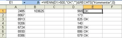 Kommentar in einer Formel mit Textfunktion RECHTS() verbergen