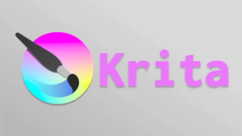 Krita Banner: Eine farbenfrohe und dynamische Komposition digitaler Kunst, die die Vielseitigkeit der Software hervorhebt